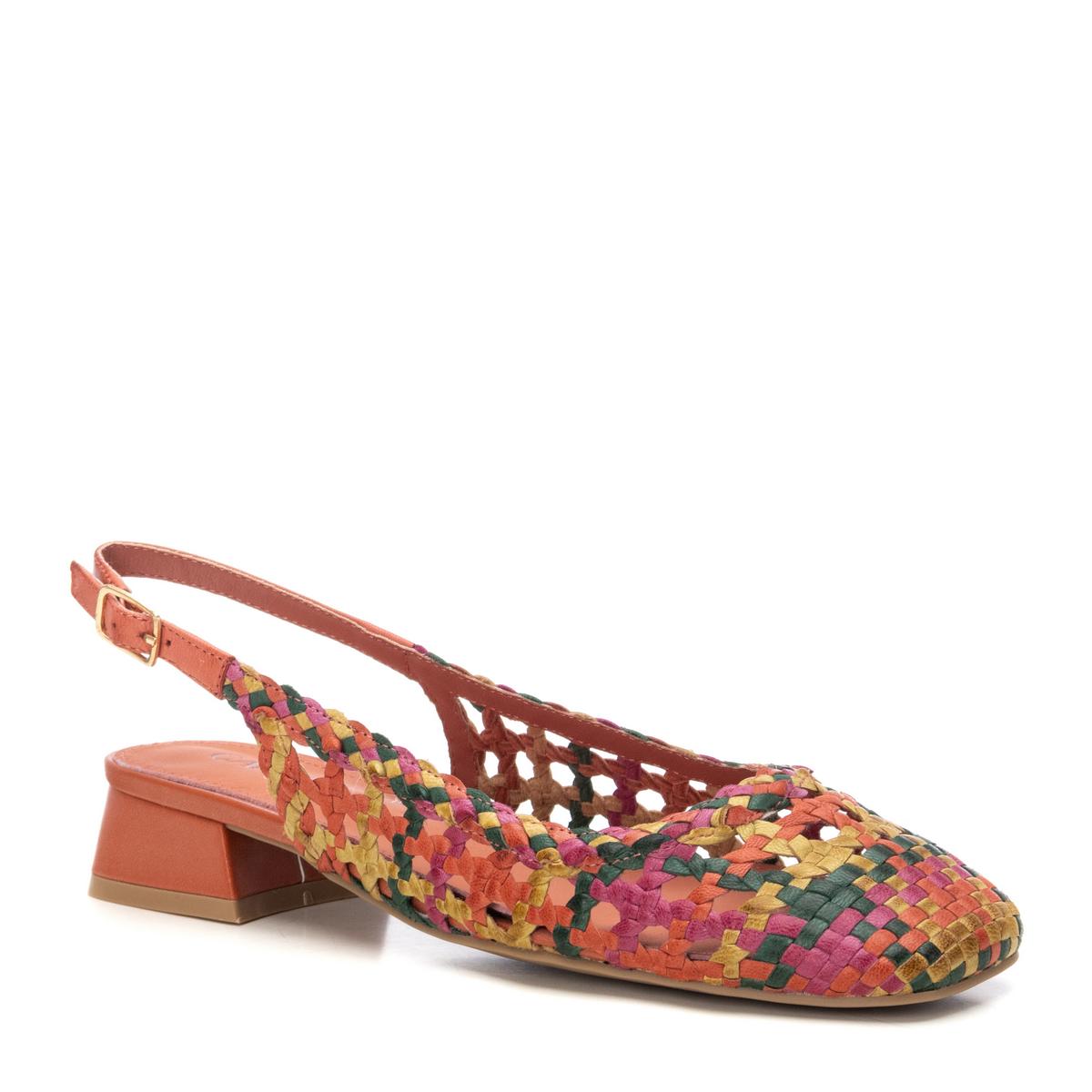 Chaussure Ballerine Talon Entreprise Boucle orange, CARMELA