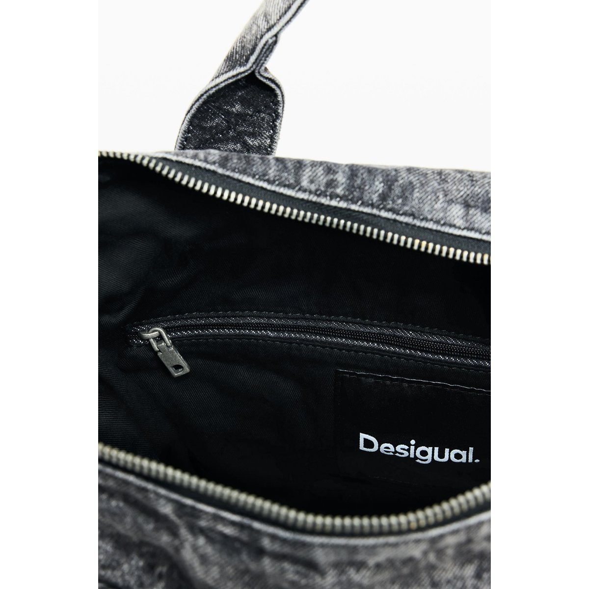 sac à dos multiposition en denim de taille moyenne noir, DESIGUAL