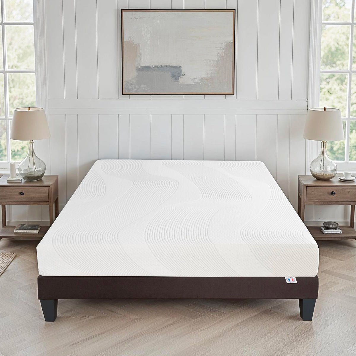 Matelas Paris - Mousse mémoire de forme - Fabriqué en France - 24 cm d'épaisseur - Accueil moelleux, soutien ferme blanc, BELLECOUR