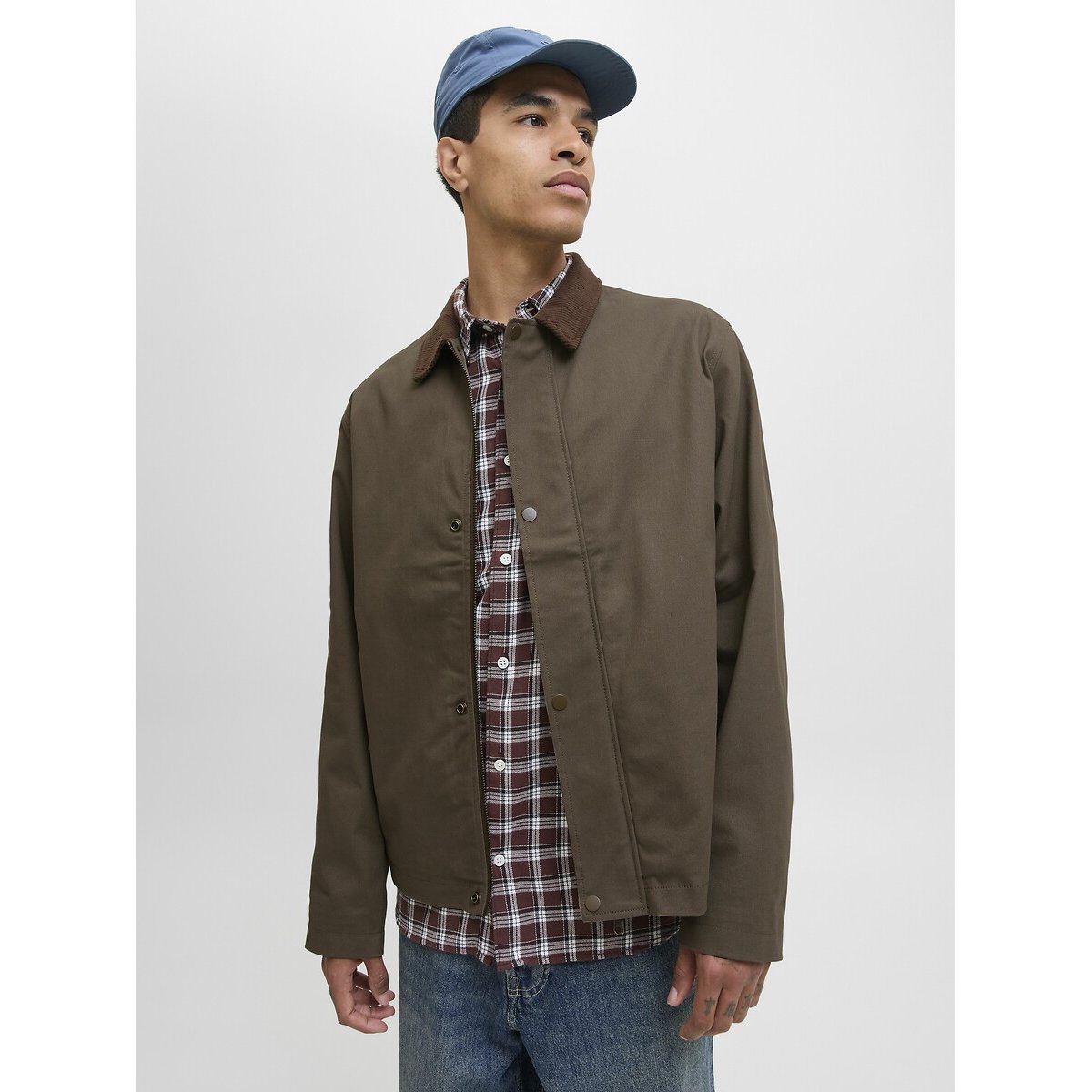 Recht jasje met fluwelen kraag kastanje, JACK & JONES