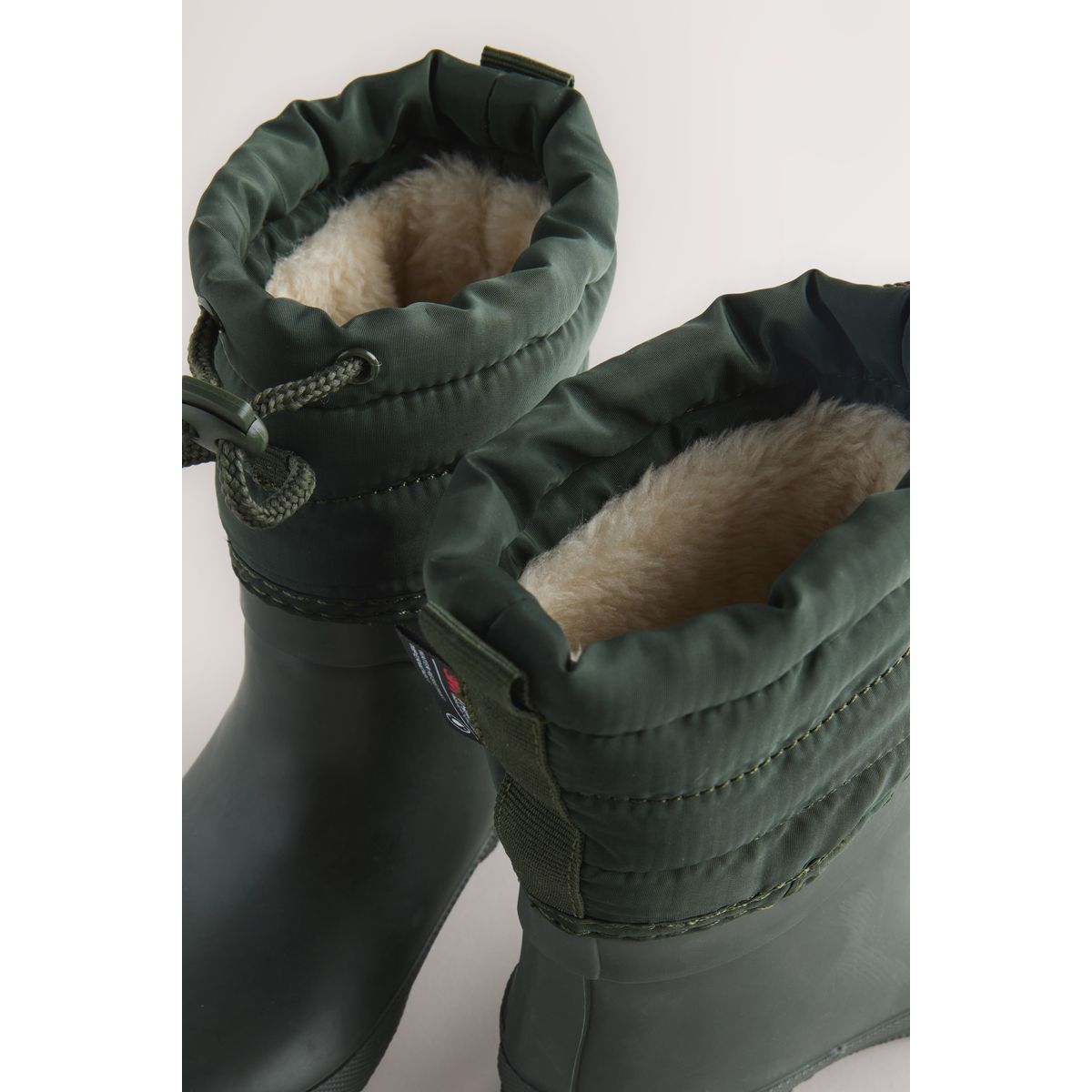 Bottes en caoutchouc à col matelassé vert kaki, NEXT
