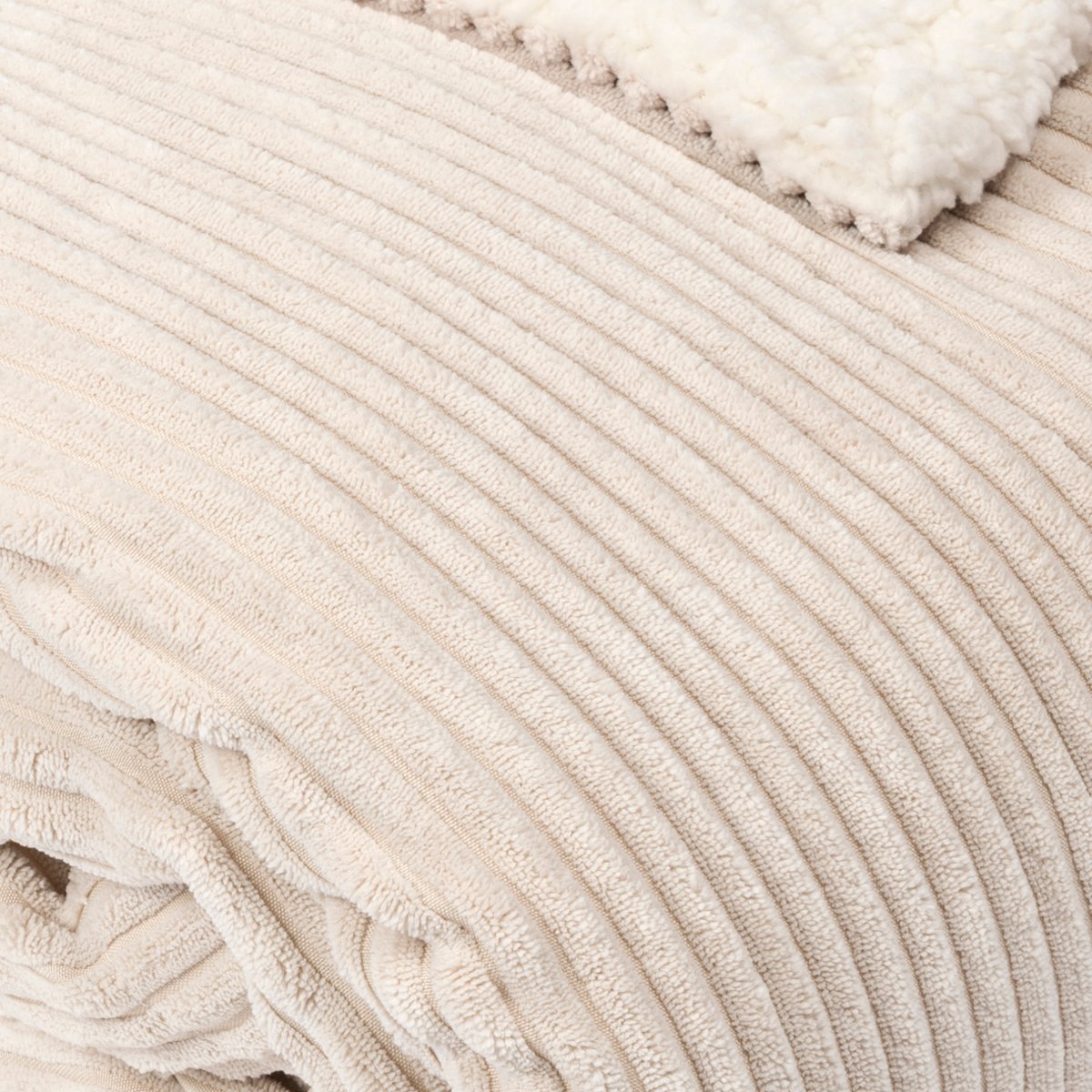 Plaid velours cotelé dos aspect laine DANA beige, MAGMA HEIMTEX