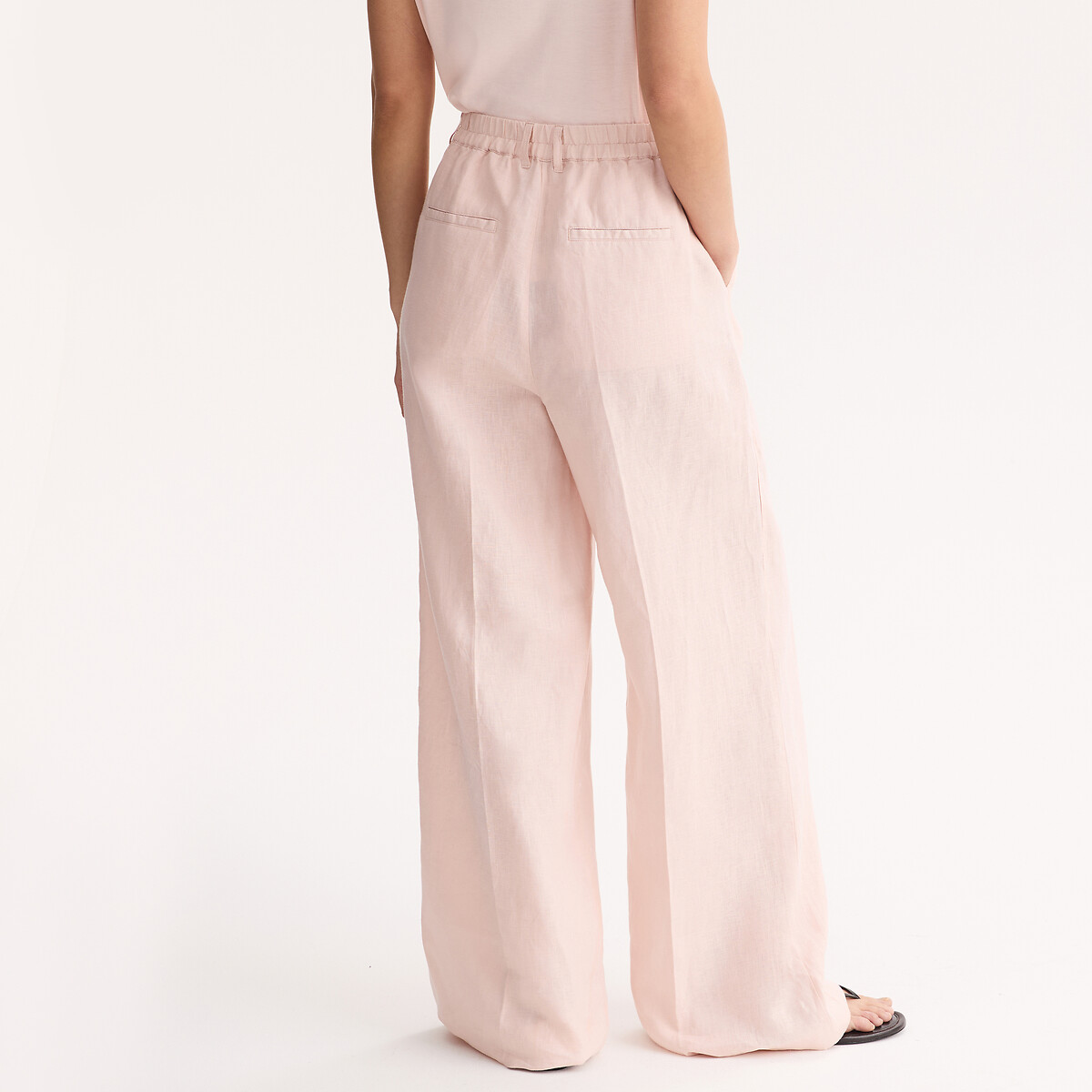 Pantalón ancho de lino rosa , ANNE WEYBURN