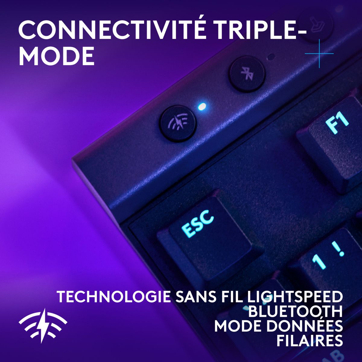 Clavier gamer sans fil G515 Lightspeed TKL tactile Noir couleur unique, LOGITECH