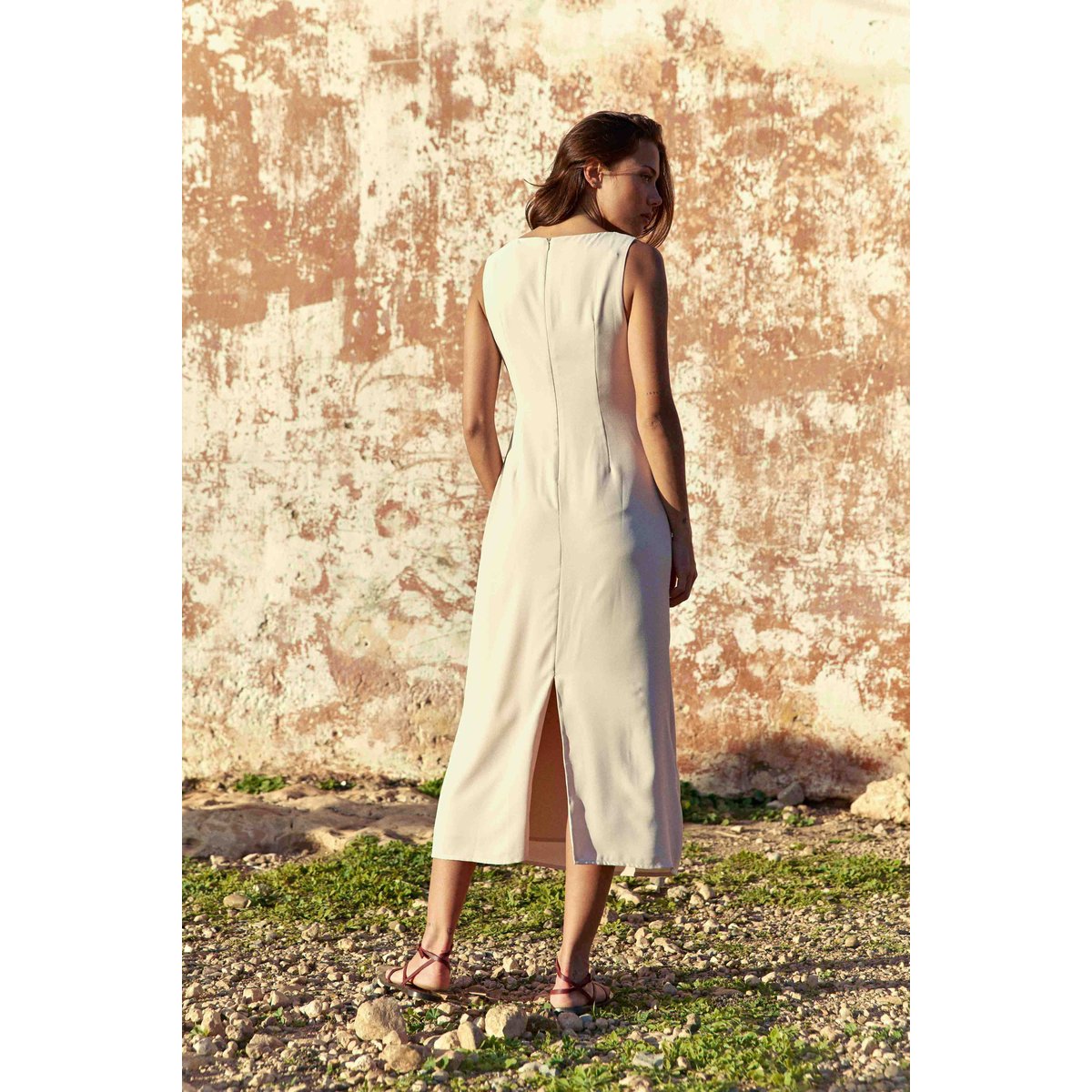 Robe midi asymétrique uni ROSA 13-beige, LA PETITE ETOILE