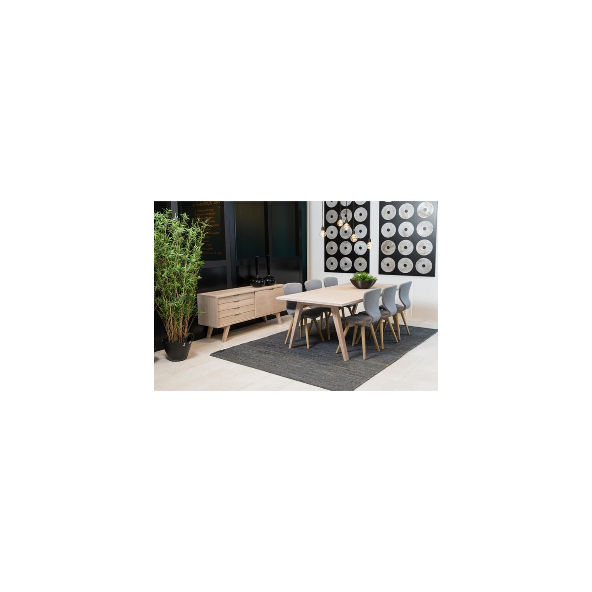Table à manger rectangulaire en bois blanchi L200 8 personnes - ALISIA bois clair, HELLIN, DEPUIS 1862