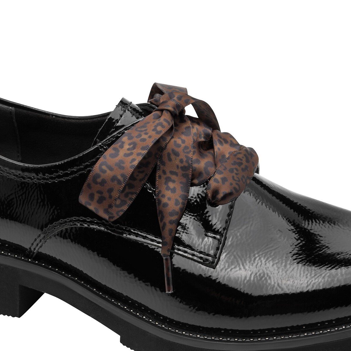 Derbies vernies à double lacets noir, TAMARIS