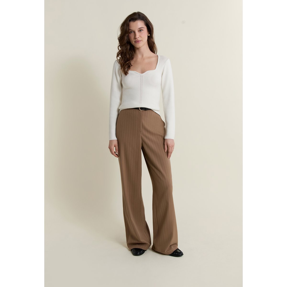 Pantalon droit rayé VENICE RAY marron, ETAM