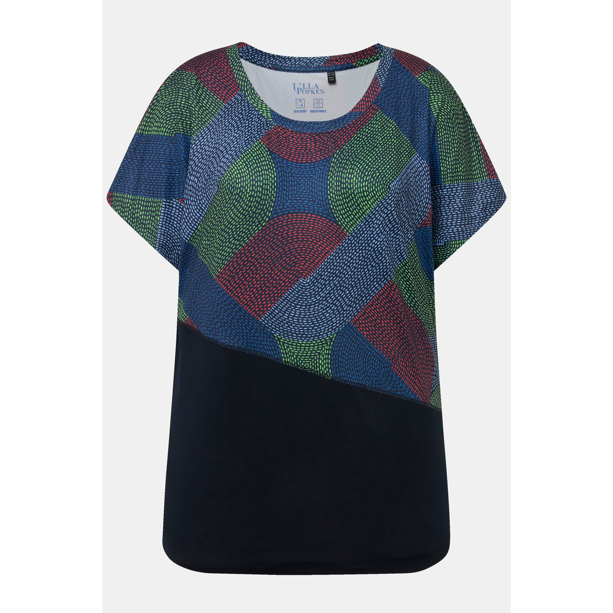 T-shirt de sport oversize. Manches courtes. marine, ULLA POPKEN