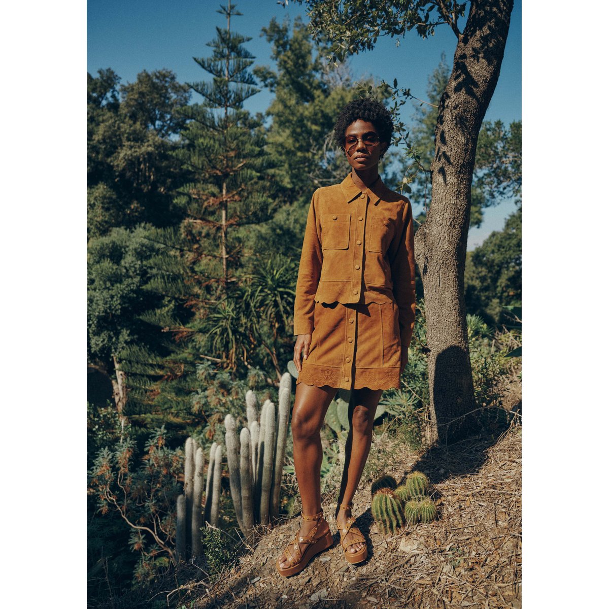 Blouson court en cuir toffee, LA FEE MARABOUTEE