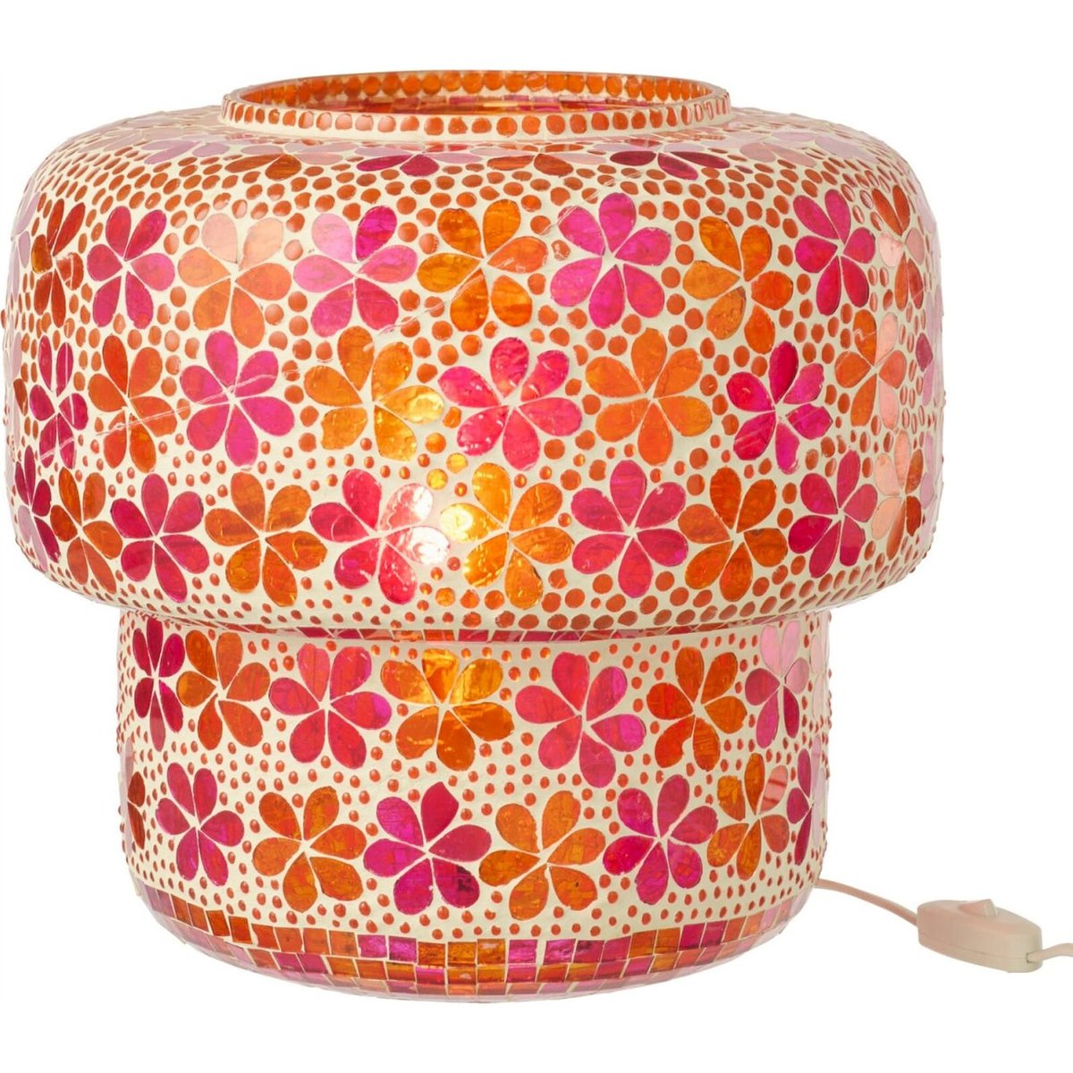 Lampe de table mosaïque en verre rose foncé et orange, RECOLLECTION
