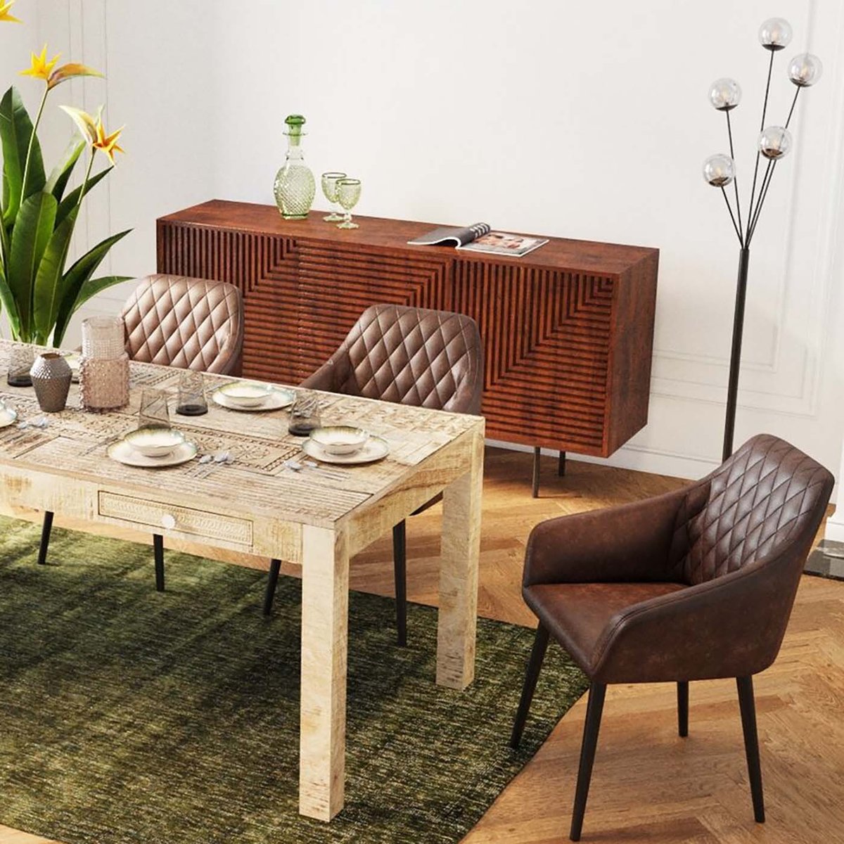 Chaise avec accoudoirs, HARRY marron, KARE DESIGN