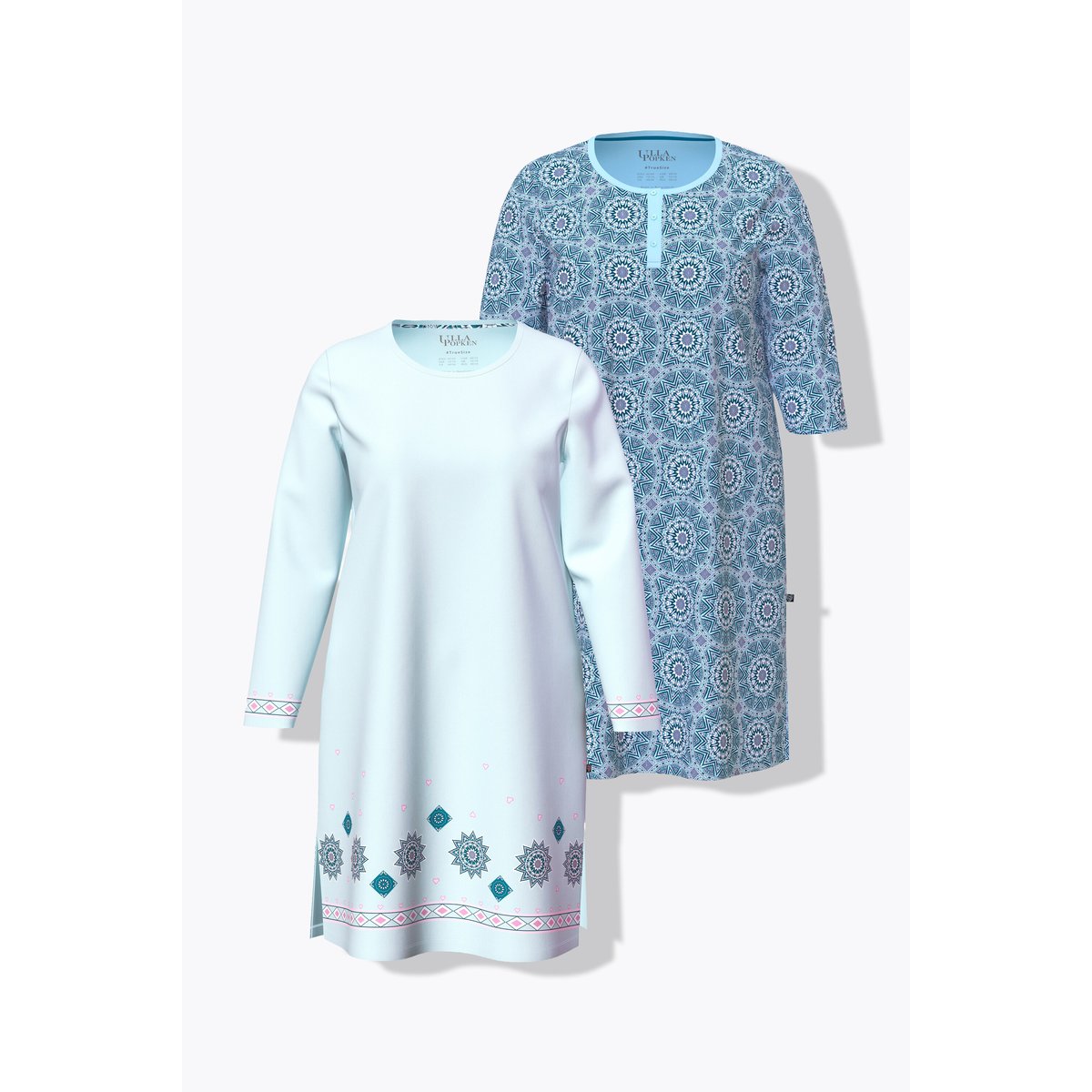 Lot de 2 chemises de nuit / grands T-shirts bleu mer de glace, ULLA POPKEN