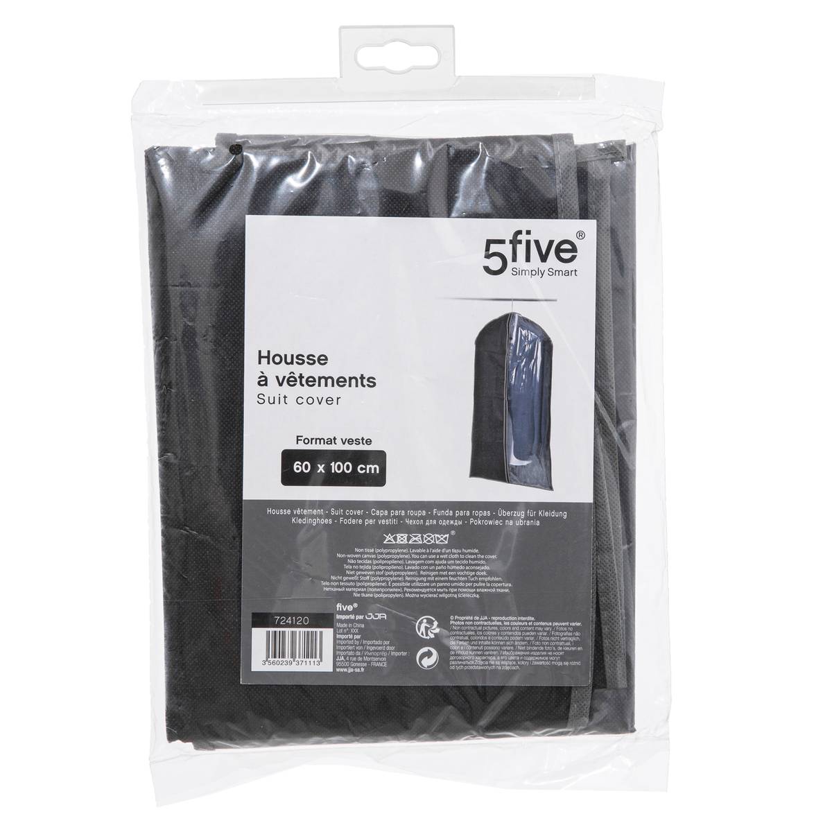 Housse de protection pour vêtements DRESSY noir, 5FIVE SIMPLY SMART