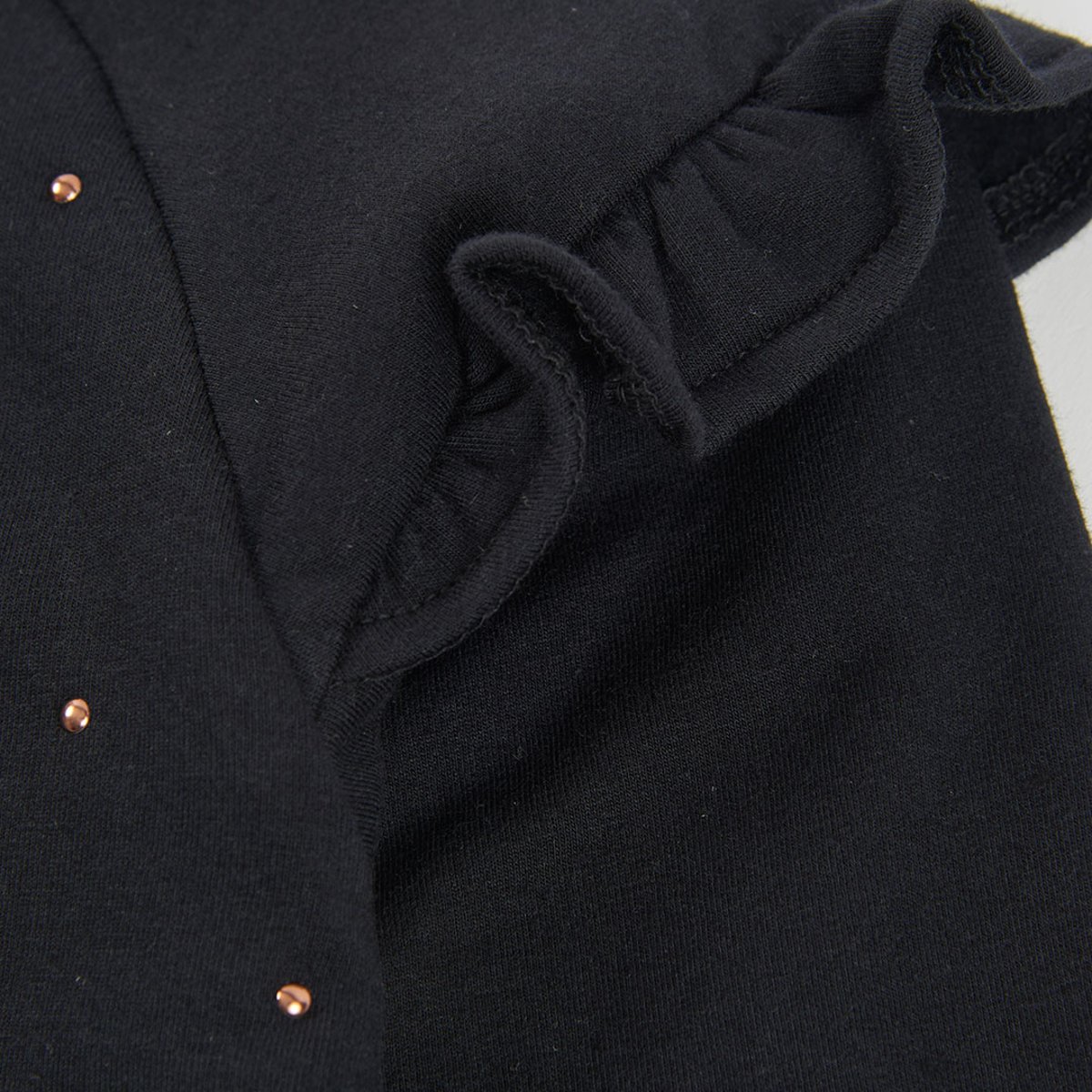 Sweat-shirt fille en molleton avec clous noir, BOBOLI