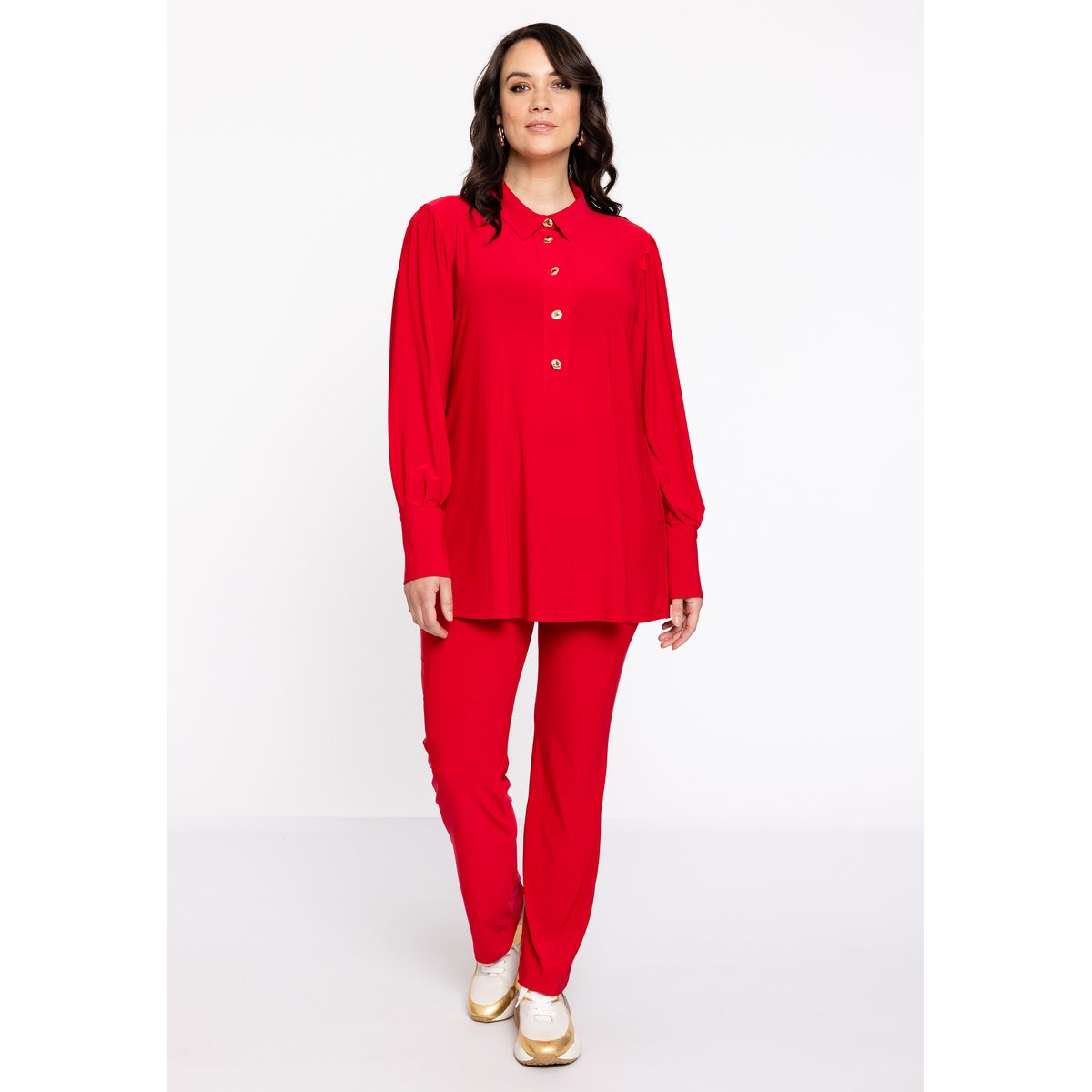 Chemise avec manches bouffantes rouge, YOEK