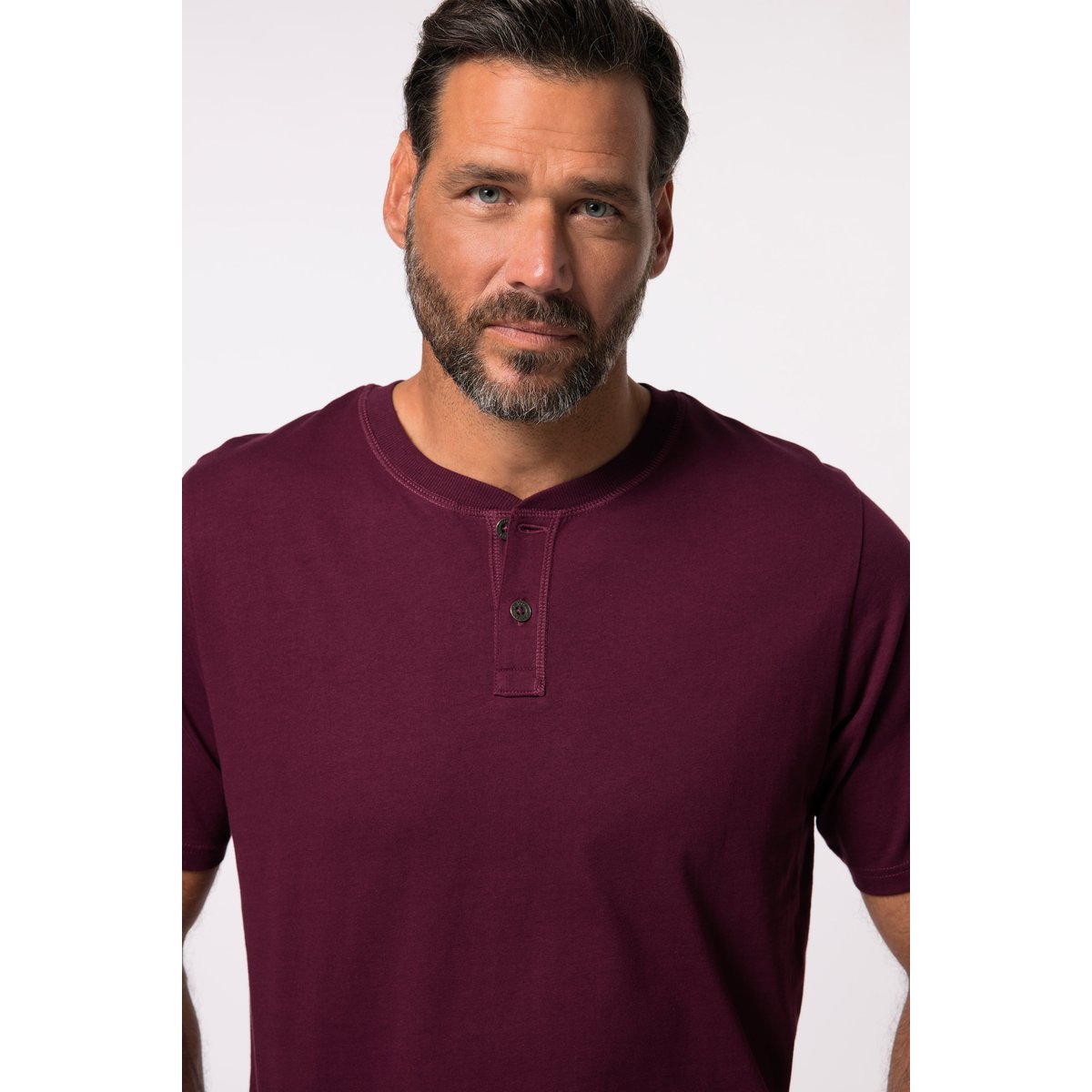 T-shirt Henley, ventre confort rouge vin foncé, JP1880