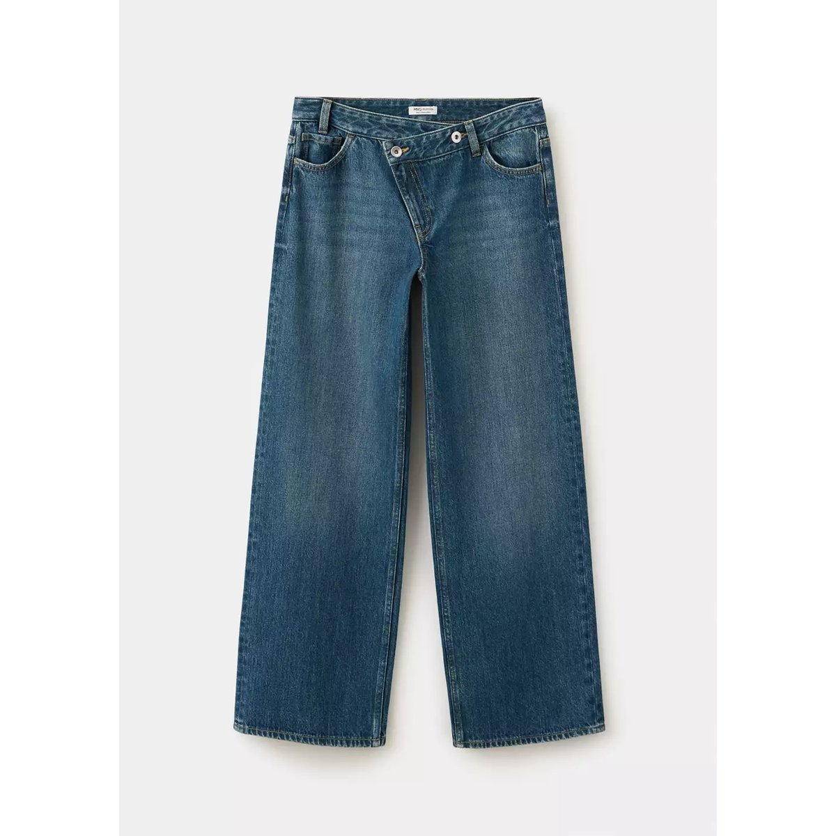 Jean droit croisé bleu moyen vintage, MANGO TEEN
