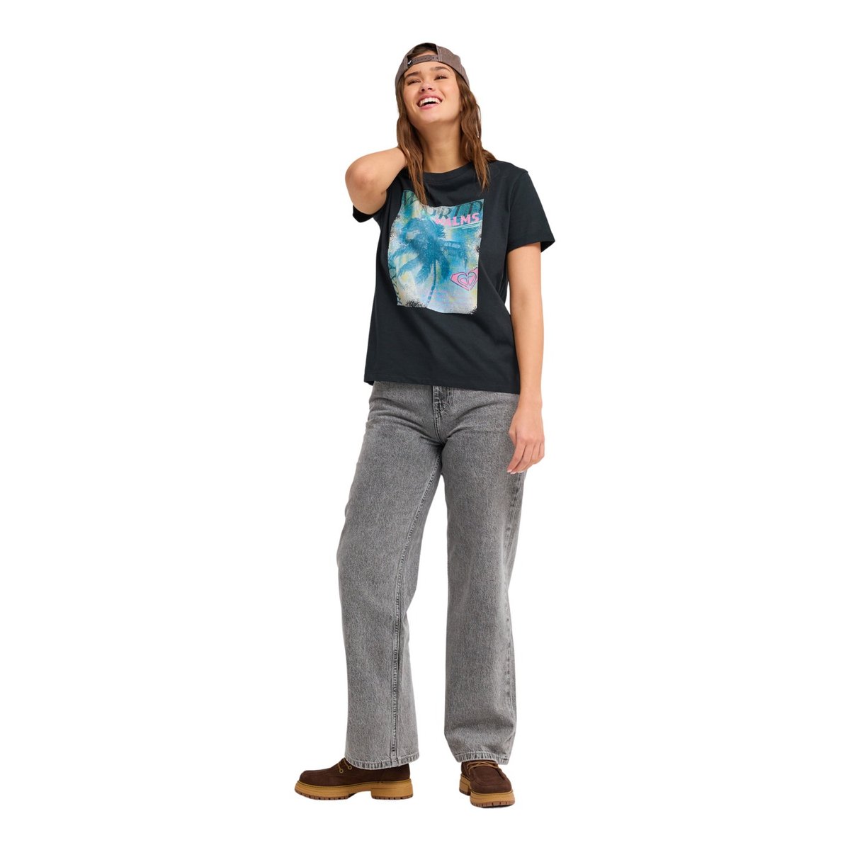 T-Shirt, manches courtes, col rond, . noir anthracite, ROXY