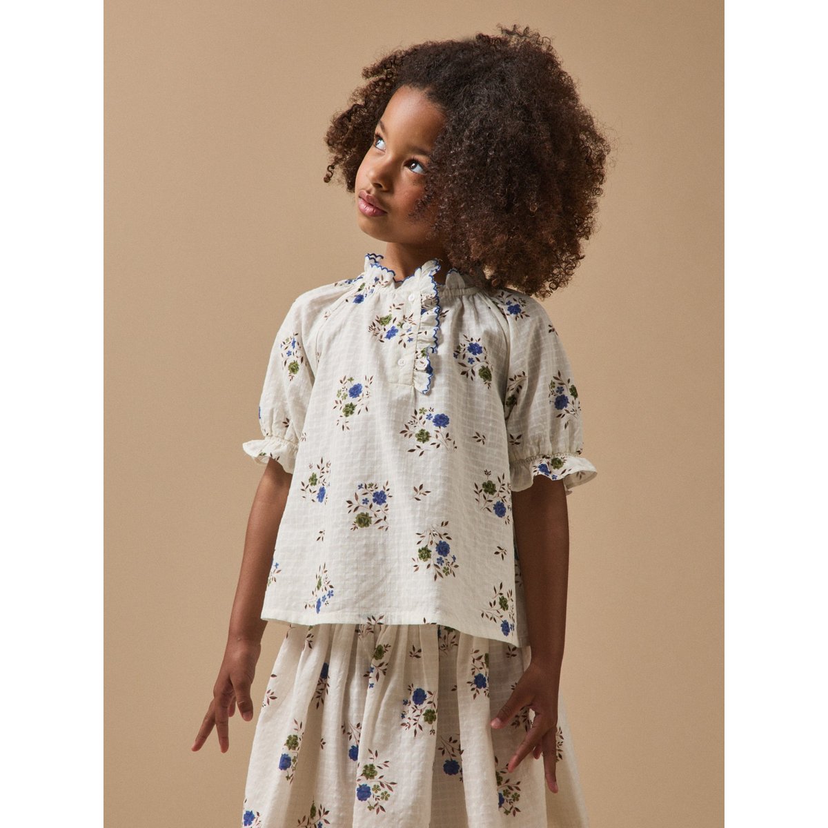 Blouse coton dobby imprimée imprimé rosa blue, CYRILLUS