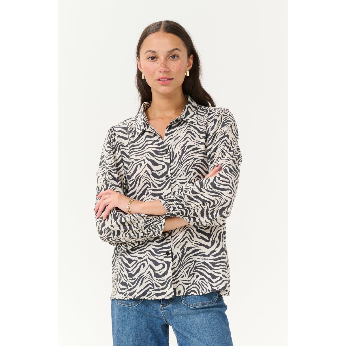 Long sleeved shirt noir black oyster moonstruck, KAFFE