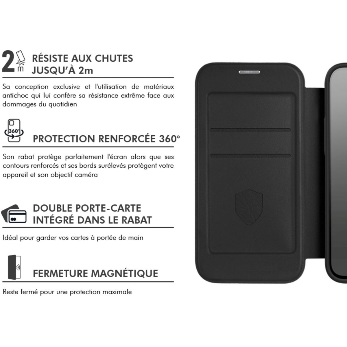 Coque étui Magnet S26 Noir couleur unique, FORCE CASE