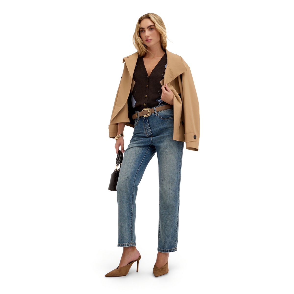 Jean regular taille haute avec détail strass light - blue, MOTIVI