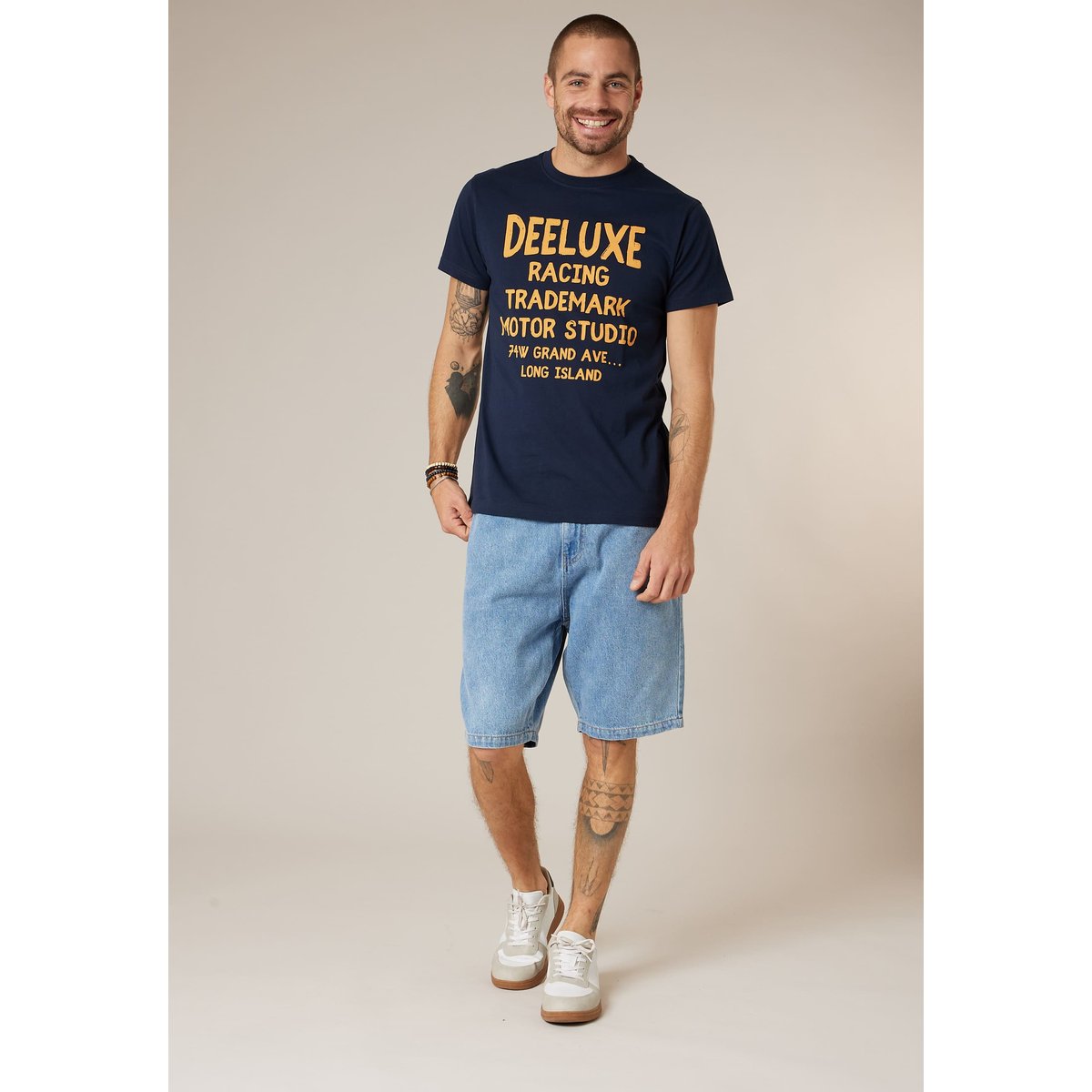 T-shirt homme en coton RACE marine, DEELUXE
