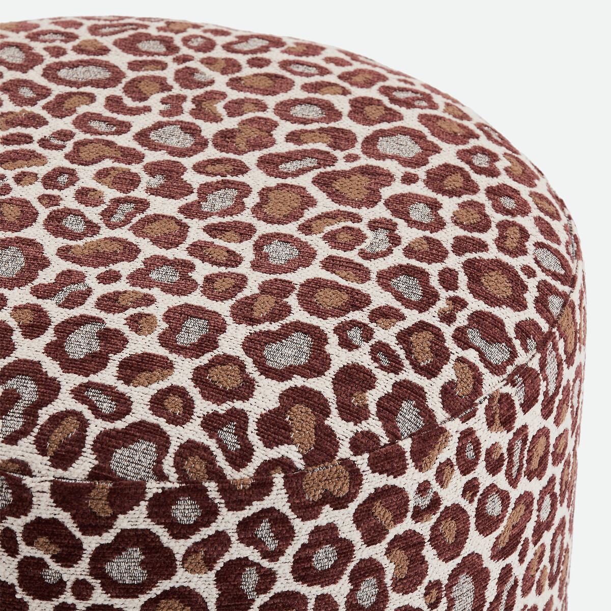 Pouf en tissu texturé, motif léopard, POLINA léopard marron, LA REDOUTE INTERIEURS