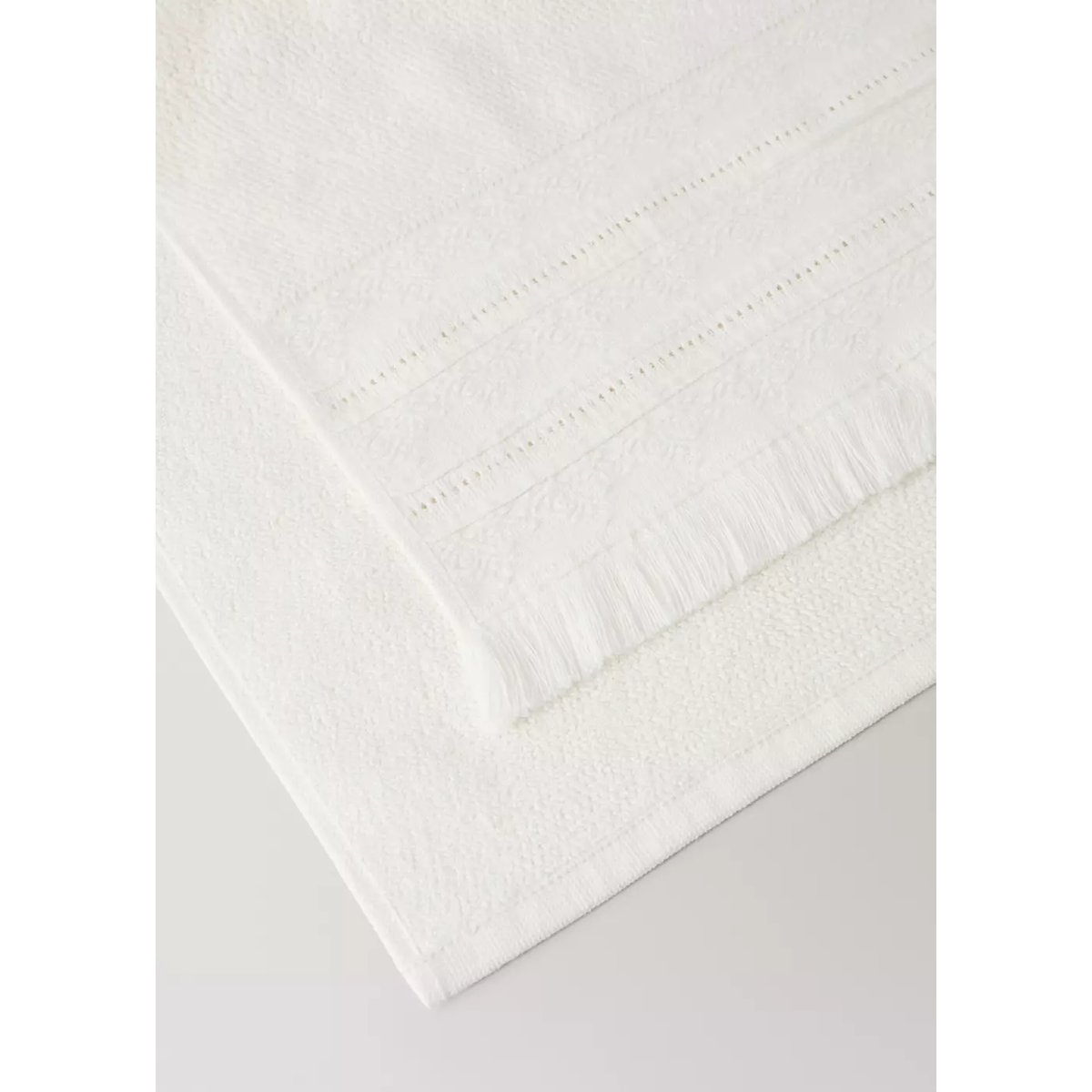 Drap de bain coton bouclette à franges écru, MANGO HOME