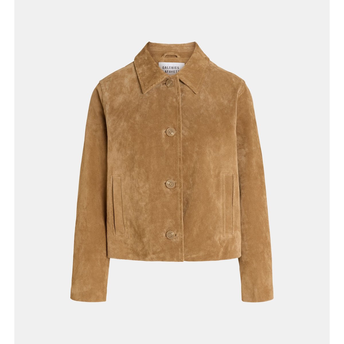 Blouson dakota daim droit court marron moyen, GALERIES LAFAYETTE