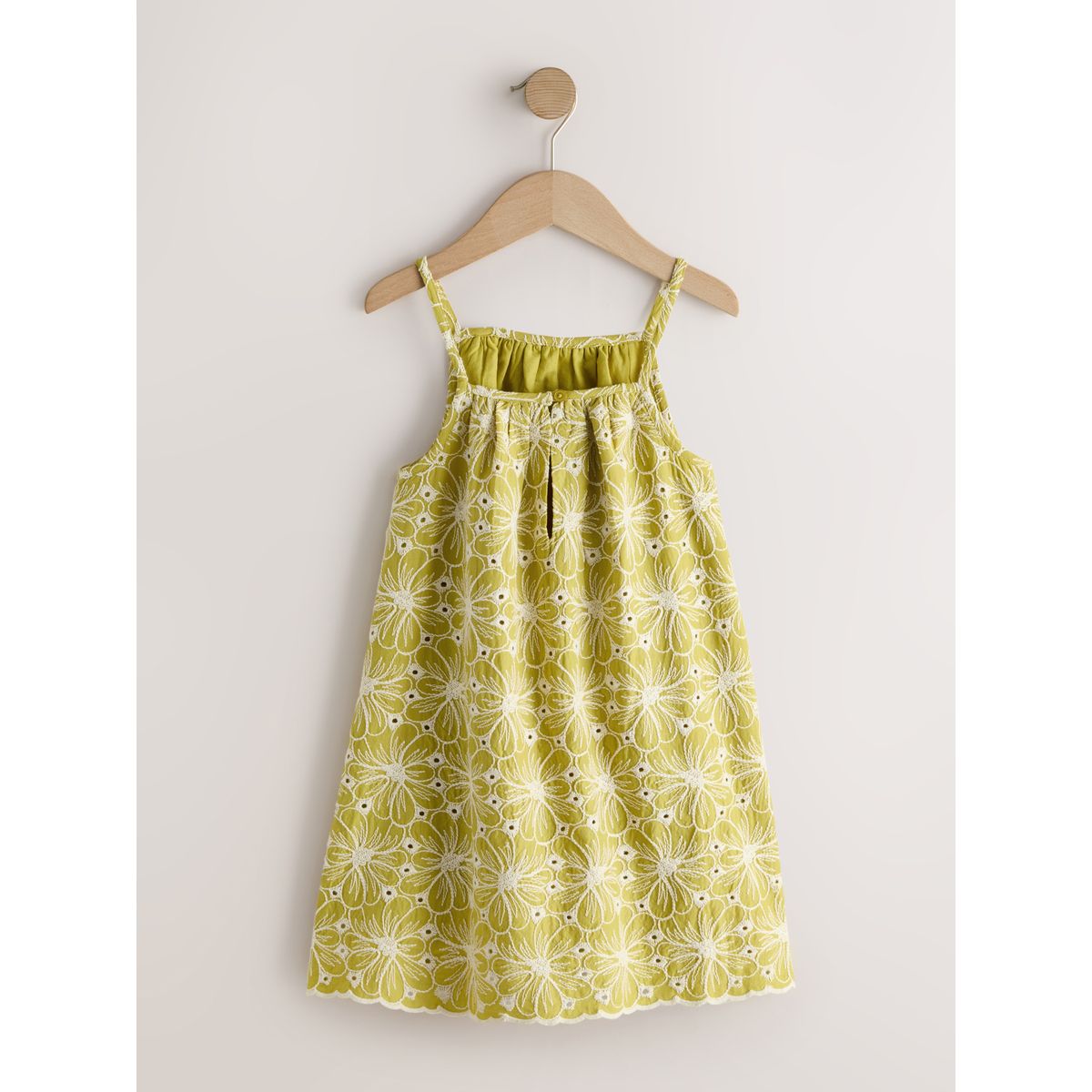 Robe d'été brodée à bretelles chartreuse, NEXT