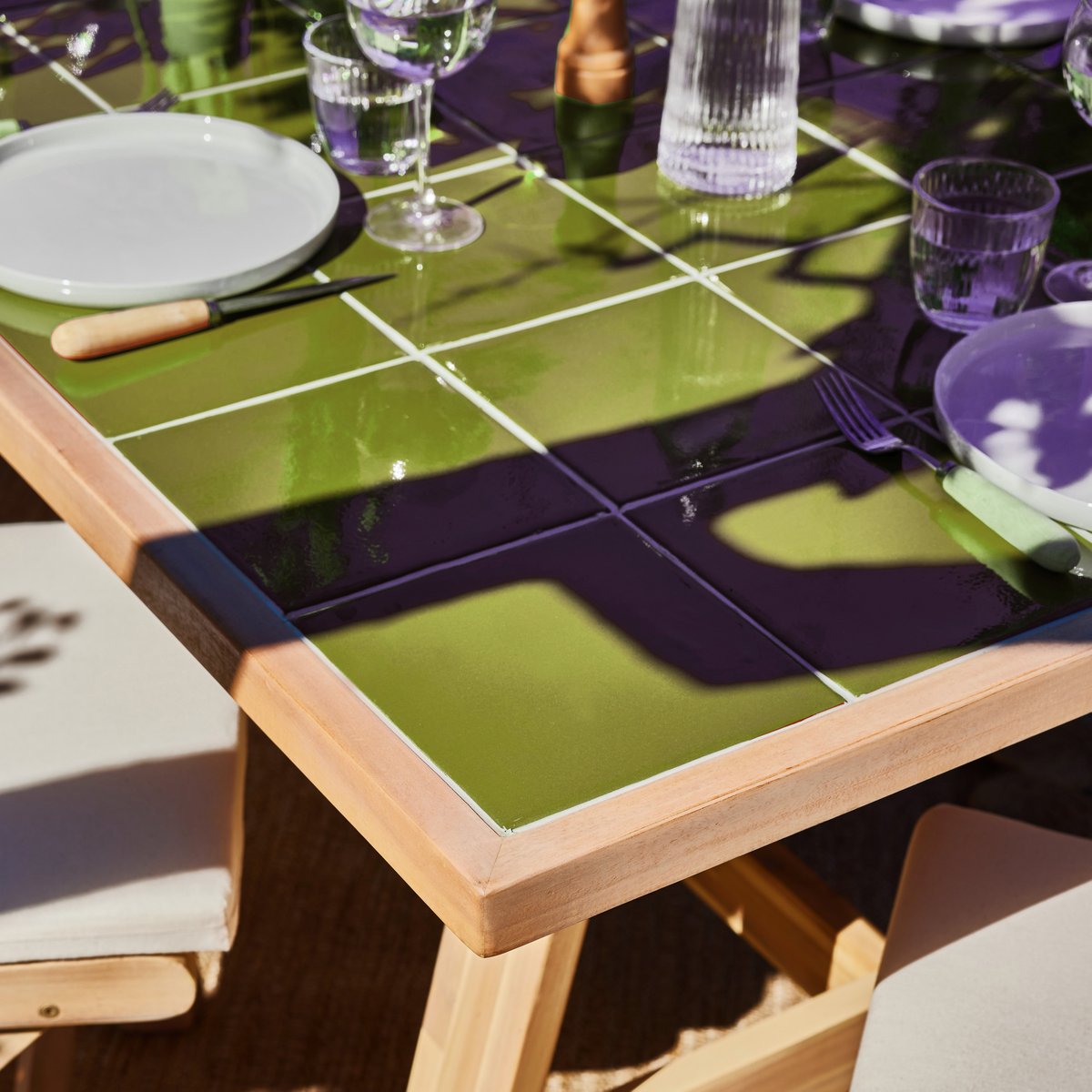 Salon de jardin, 6 chaises, BISBAL & SIENA vert clair, DEFORA HOME