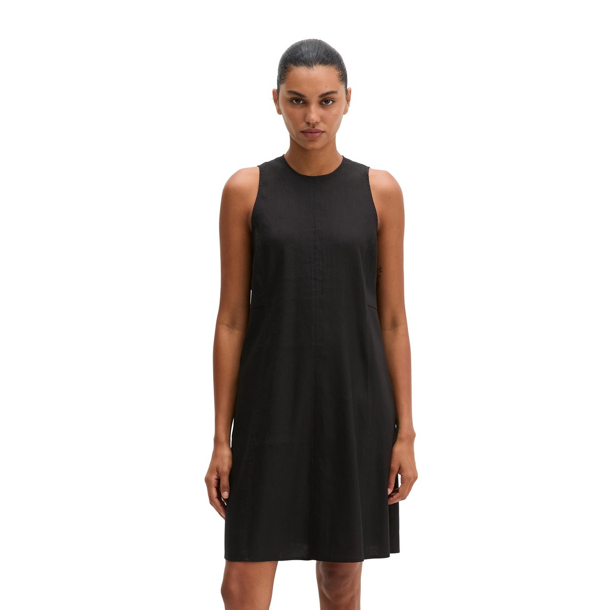 Robe fourreau regular en viscose-lin stretch noir, MARC O'POLO