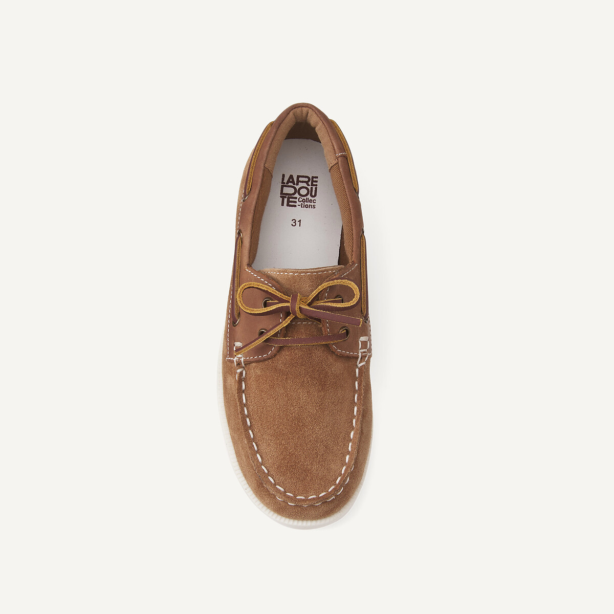 Mocassins bateau en cuir marron, LA REDOUTE COLLECTIONS