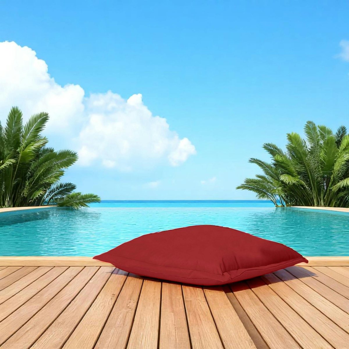 Pouf coussin de sol extérieur imperméable ARTA rouge, PIER IMPORT