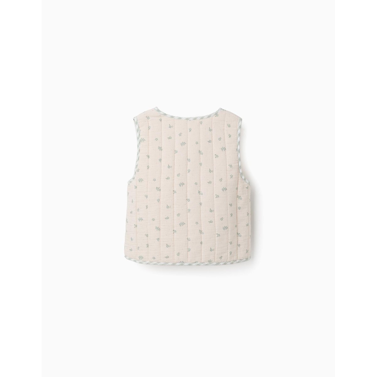 Gilet rembourré en coton à motif vert clair, ZIPPY