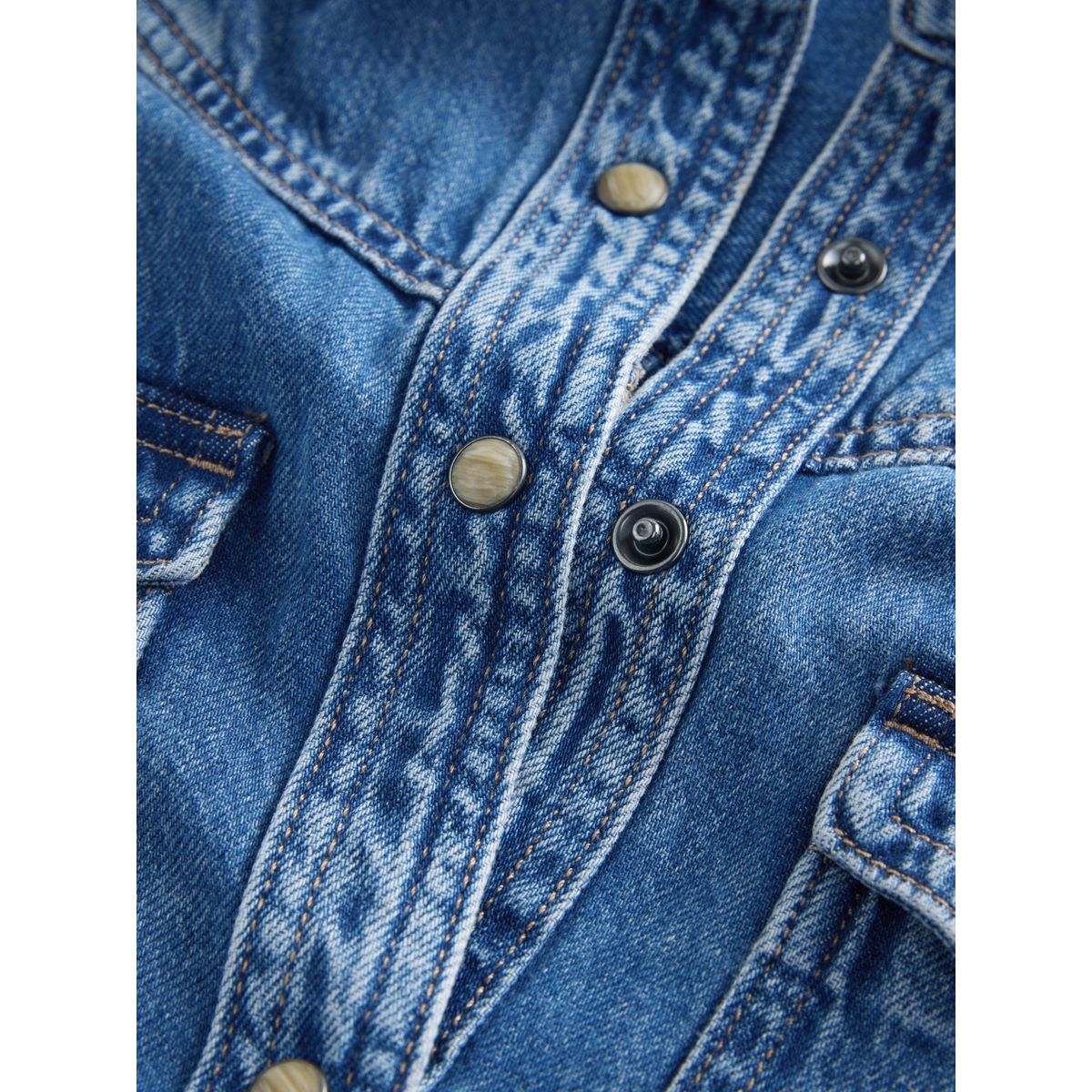 Robe chemise longue en denim bleu foncé, NEXT