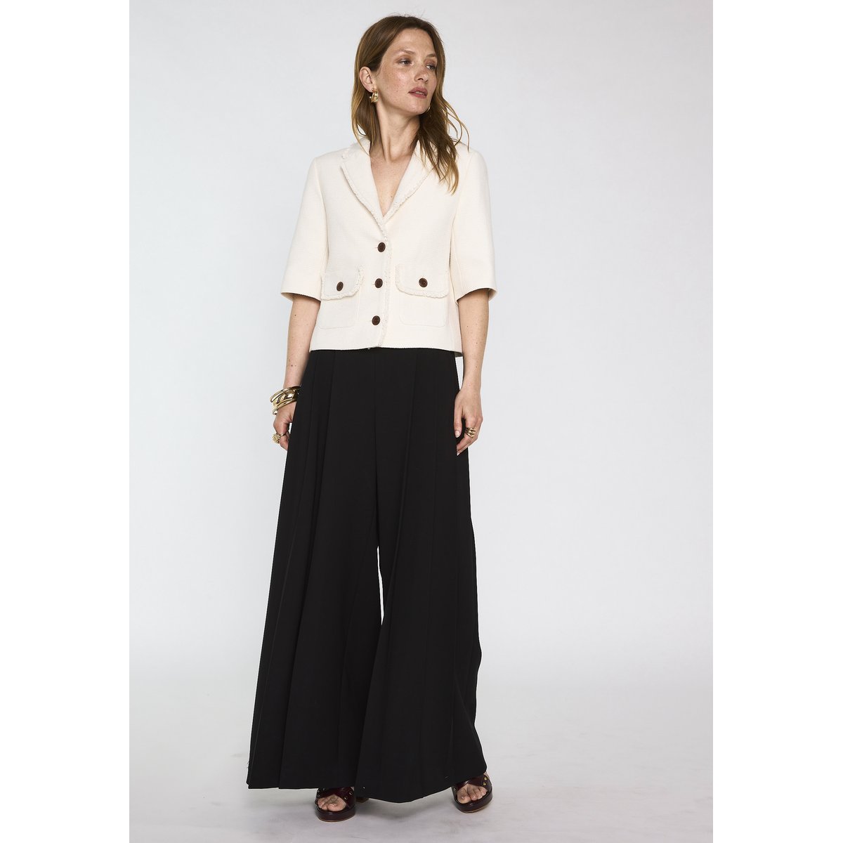 Veste de tailleur tweed en coton mélangé VALENCE ecru, Maison 123