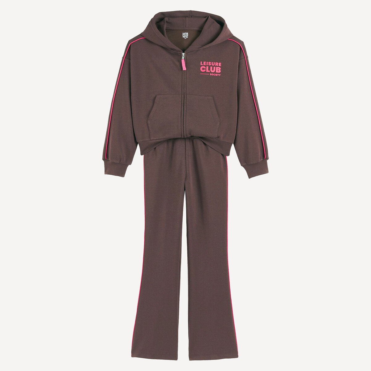 Conjunto de 2 piezas, sudadera de capucha con cremallera y pantalón de chándal marrón, LA REDOUTE COLLECTIONS
