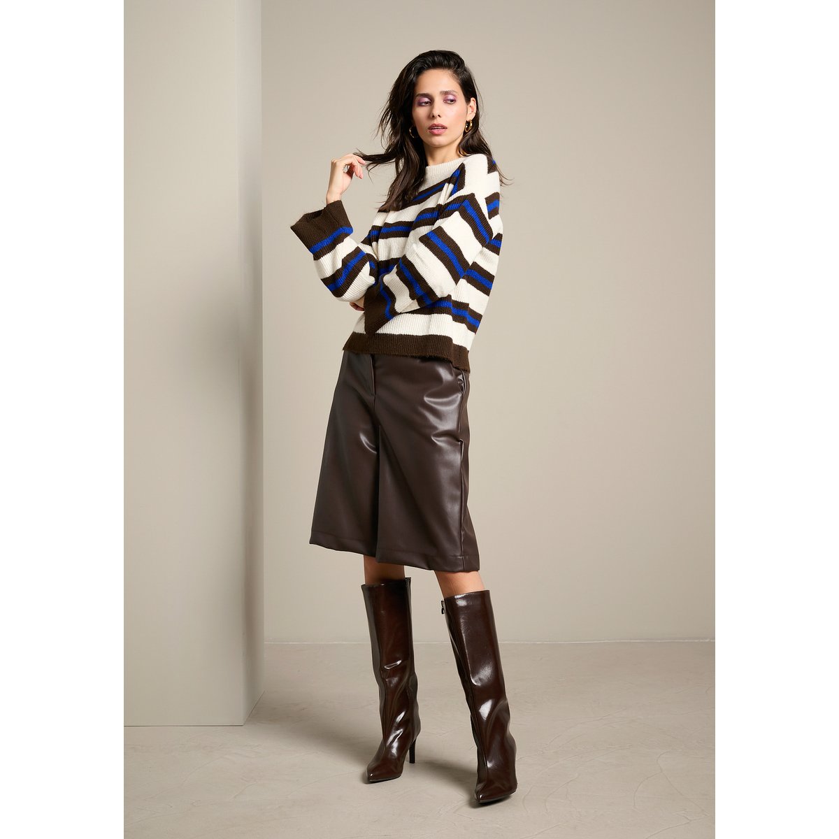 Bermuda effet cuir brun fonce chocolate, LOLALIZA