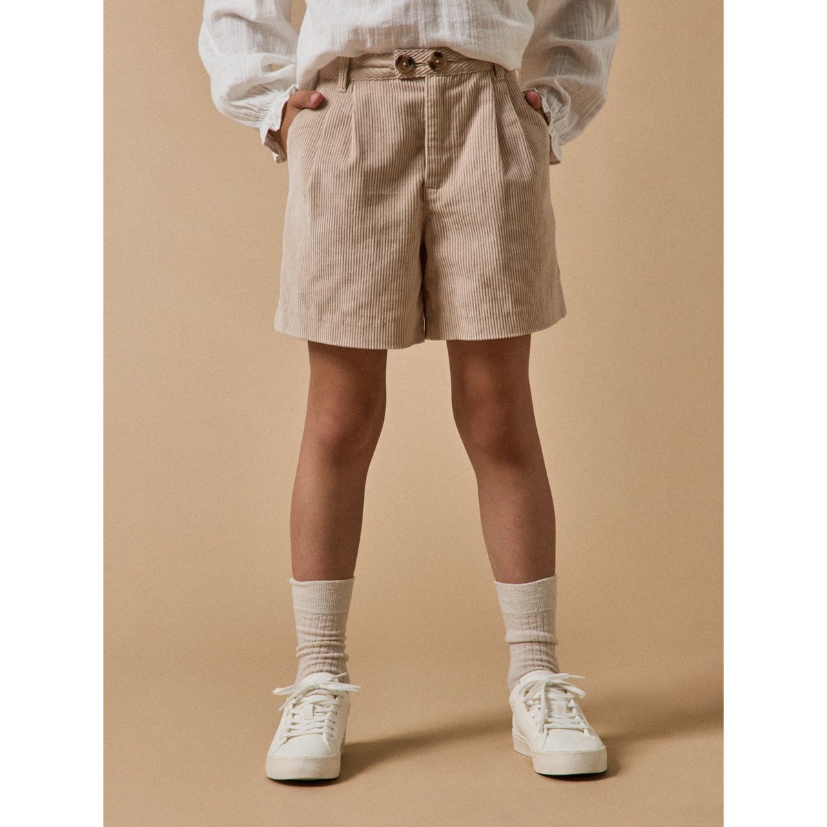 Short velours taille haute beige, CYRILLUS