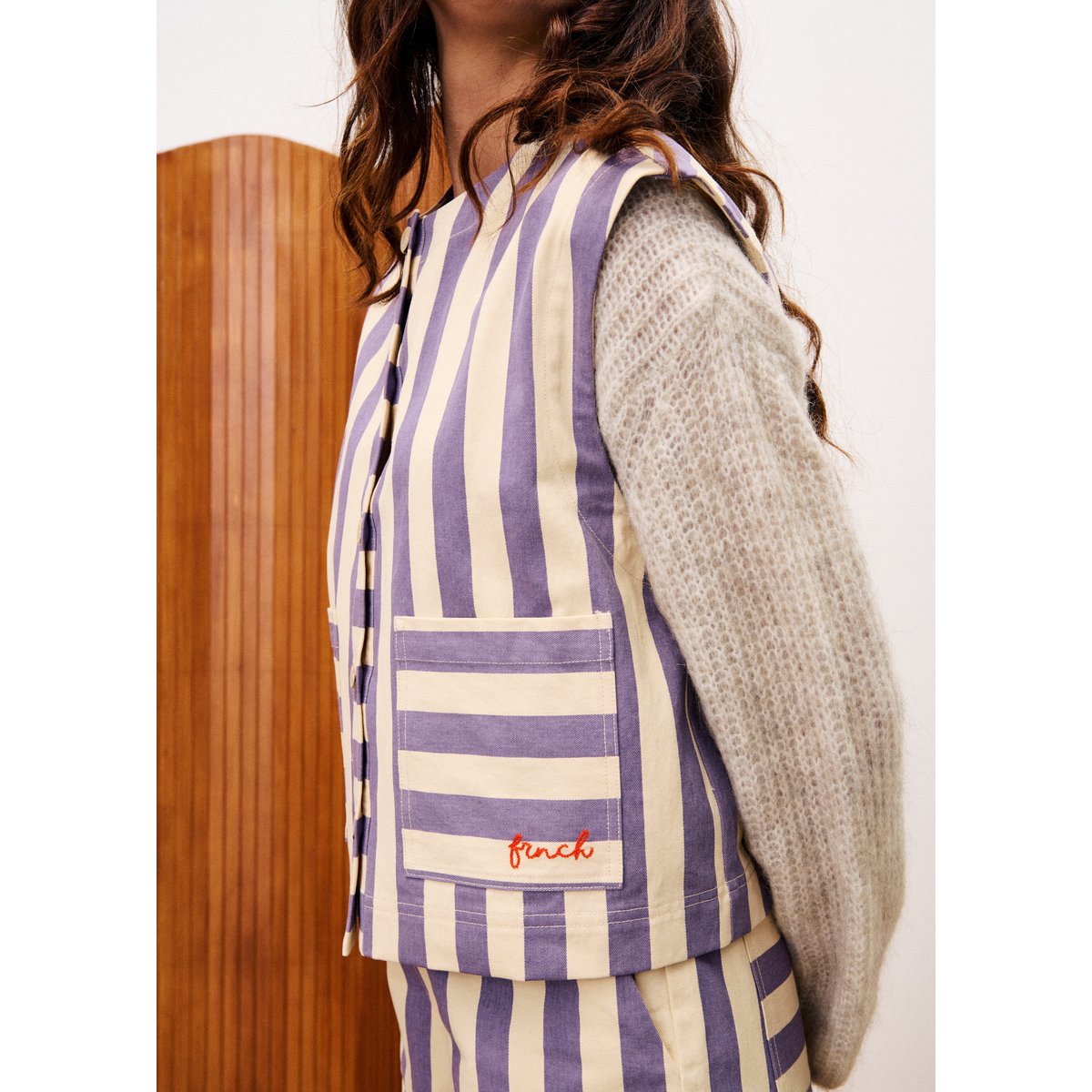 Gilet  en coton SAGAN violet lilas, FRNCH