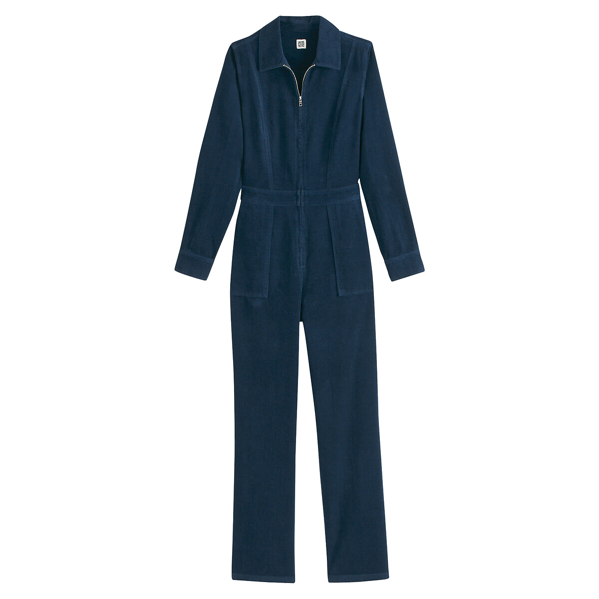Corduroy Zip-Up Boilersuit, Length 30" navy blue, LA REDOUTE COLLECTIONS