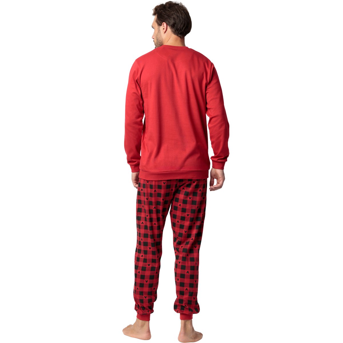 Pyjama pantalon top manches longues Mouse Holidays Disney rouge, ADMAS