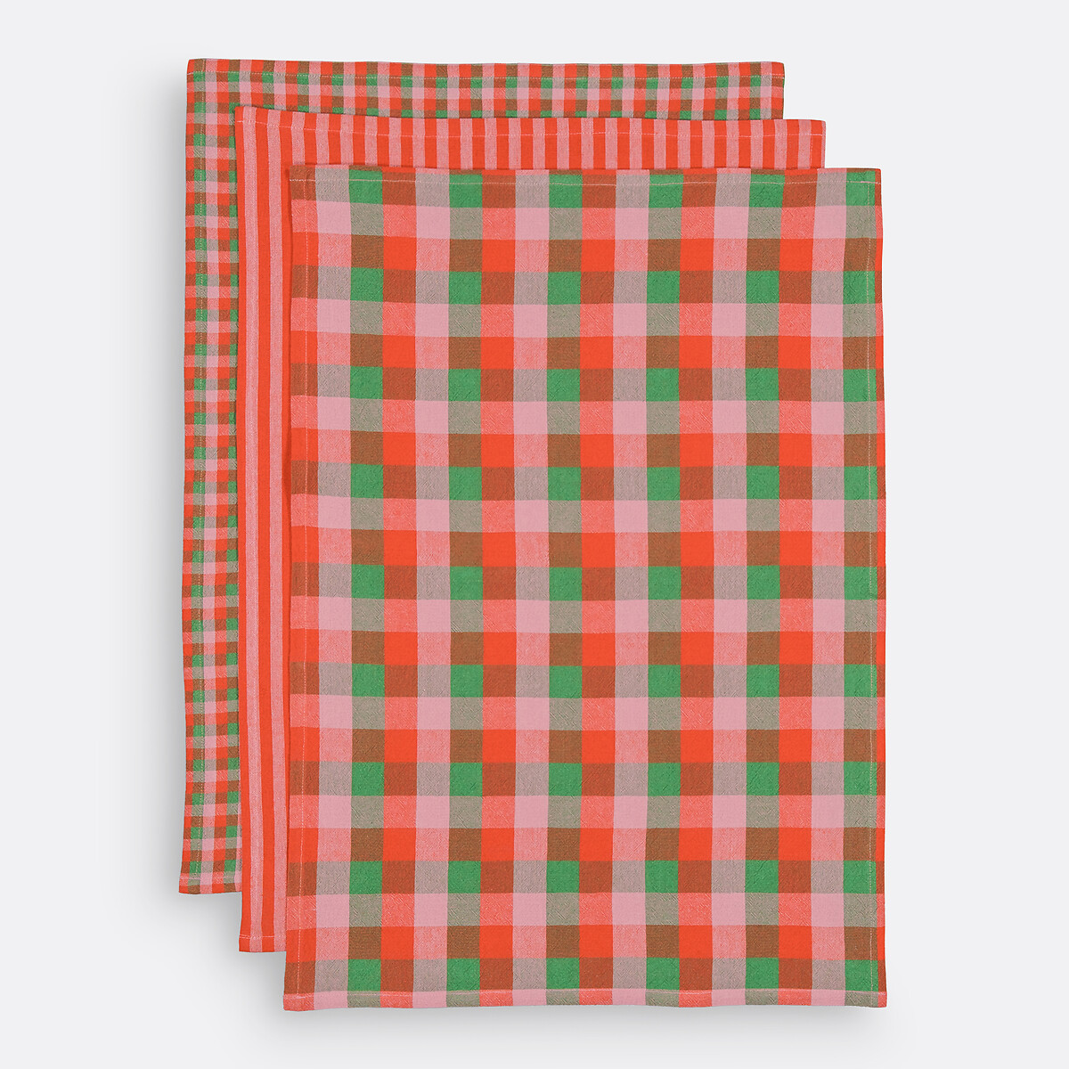Conjunto de 3 paños de cocina de algodón teñido, Sidone multicolor, LA REDOUTE INTERIEURS