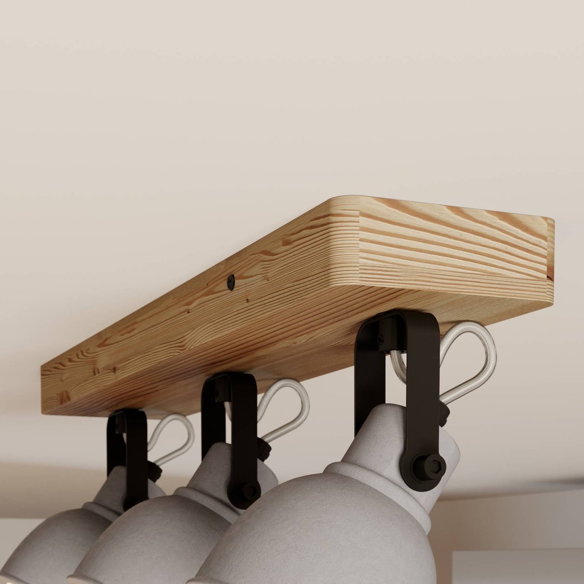 Spot industriel, Mitis gris, bois clair, LINDBY