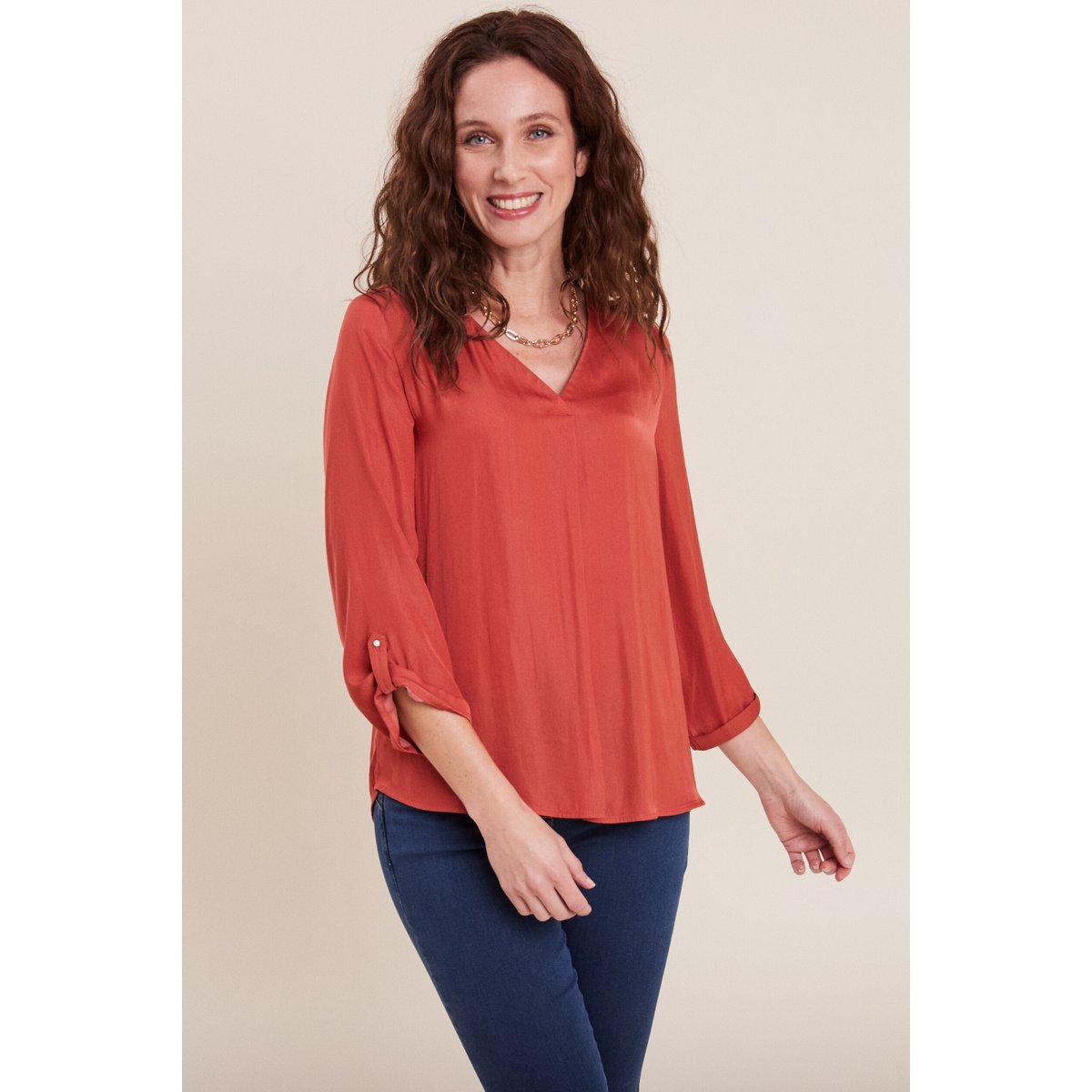 Blouse manches 3/4 terracotta, BREAL