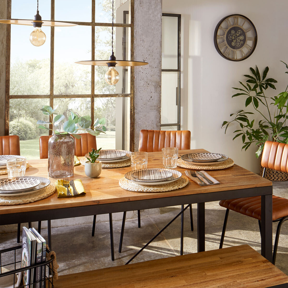 Table à manger 6/8 personnes bois d'acacia EDENA marron, ATMOSPHERA