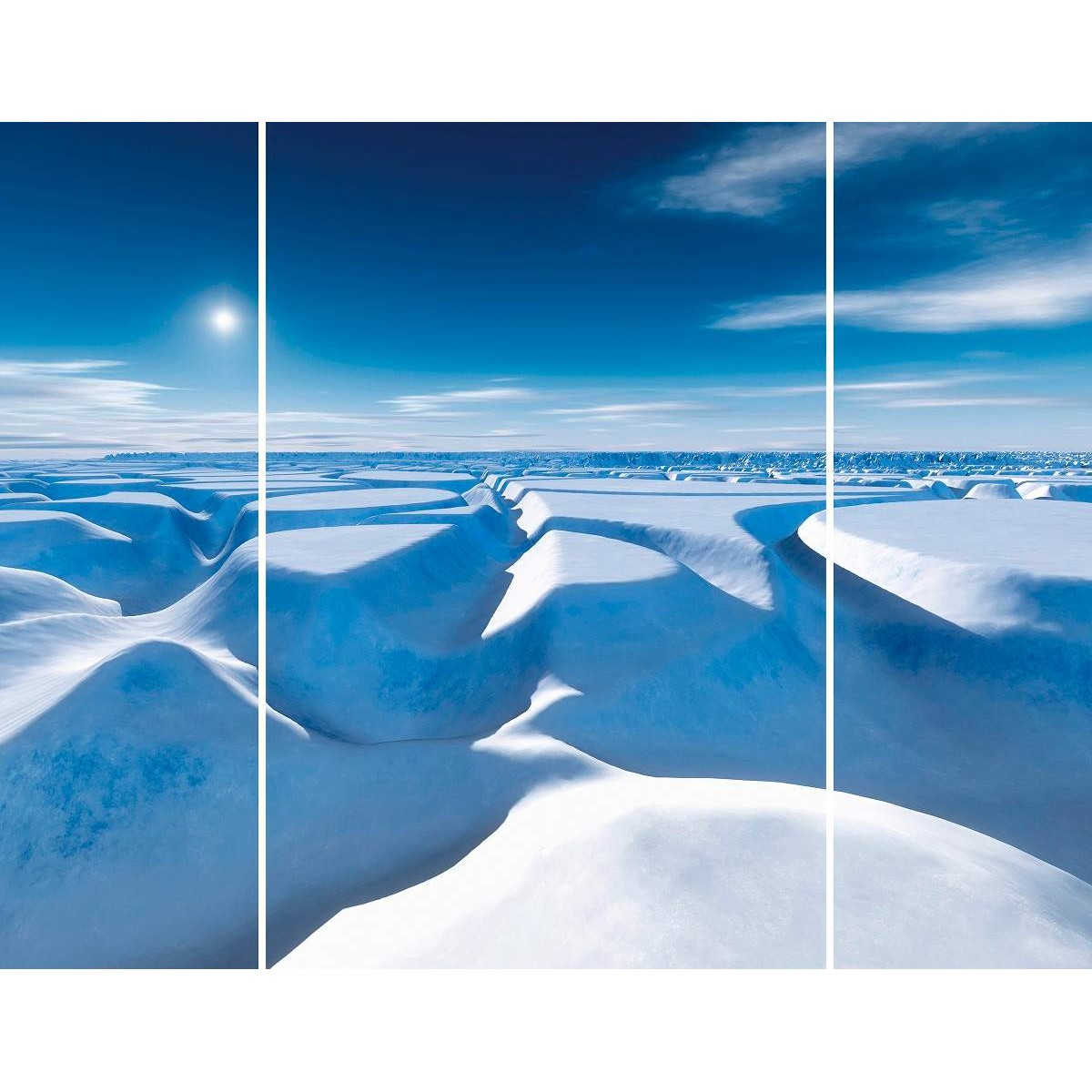 Triptyque Sur Toile Enneigé 125x97 Cm GRANDS ESPACES tableaux sur toile-bleu, CEANOTHE